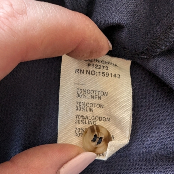 FRNCH Clary Linen Blend Shirt Blue Women's Large - Picture 6 of 6